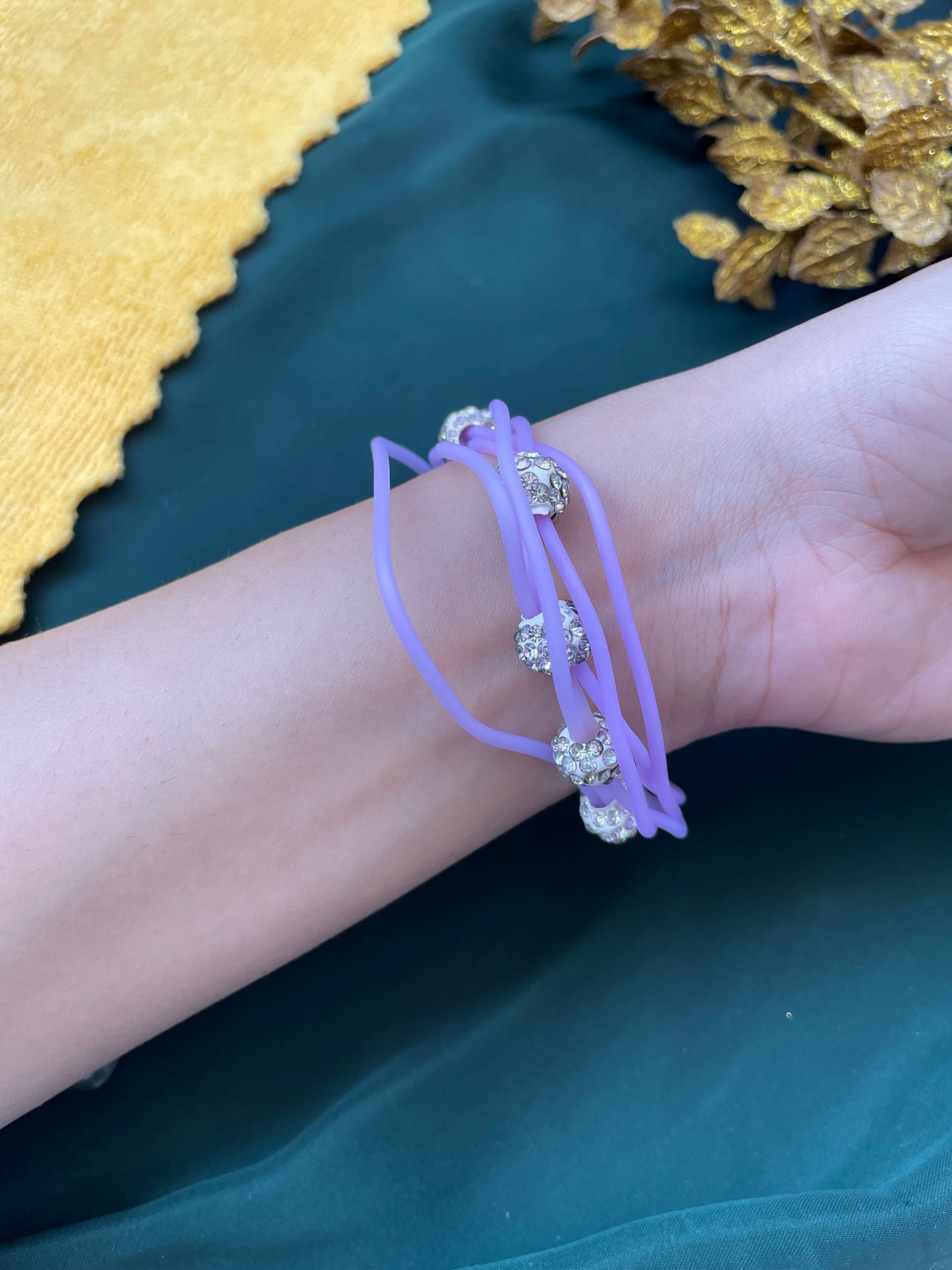 Magnetic purple Blue clasp multilayered bracelet with Rhinestone