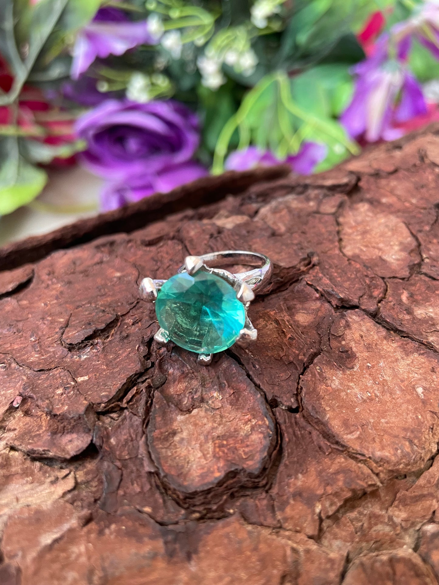 Blue agitate silver ring