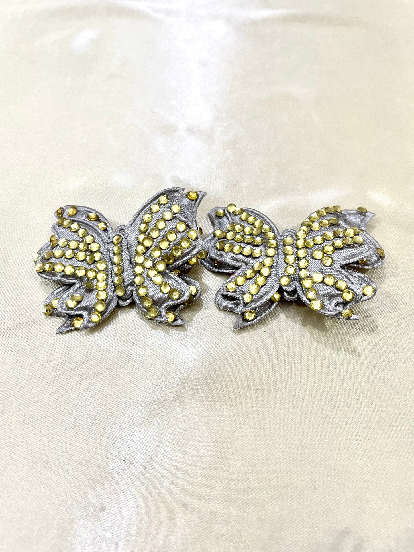 Pink Double Layered Butterfly Hair Clip bead work pair
