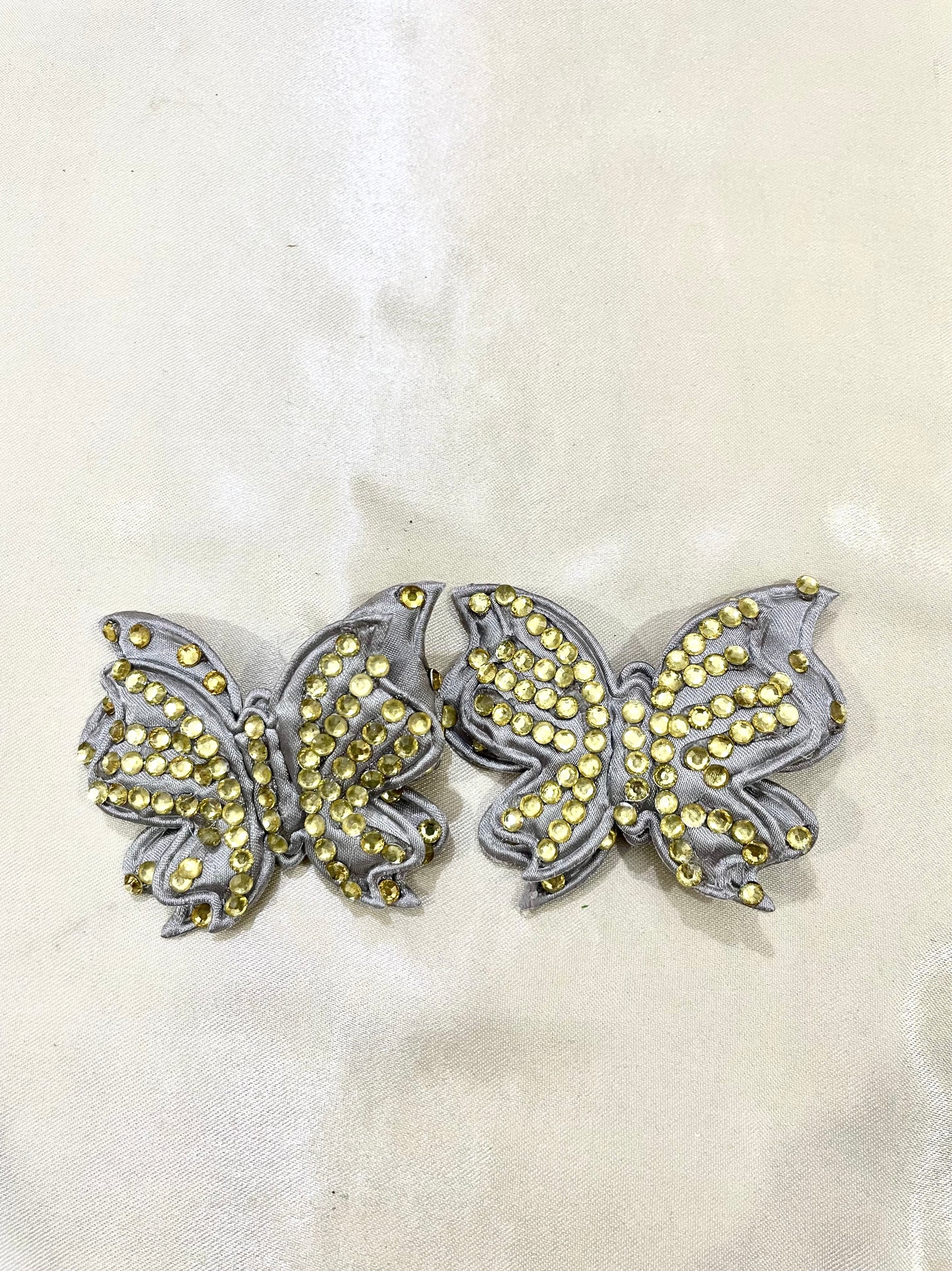 Pink Double Layered Butterfly Hair Clip bead work pair