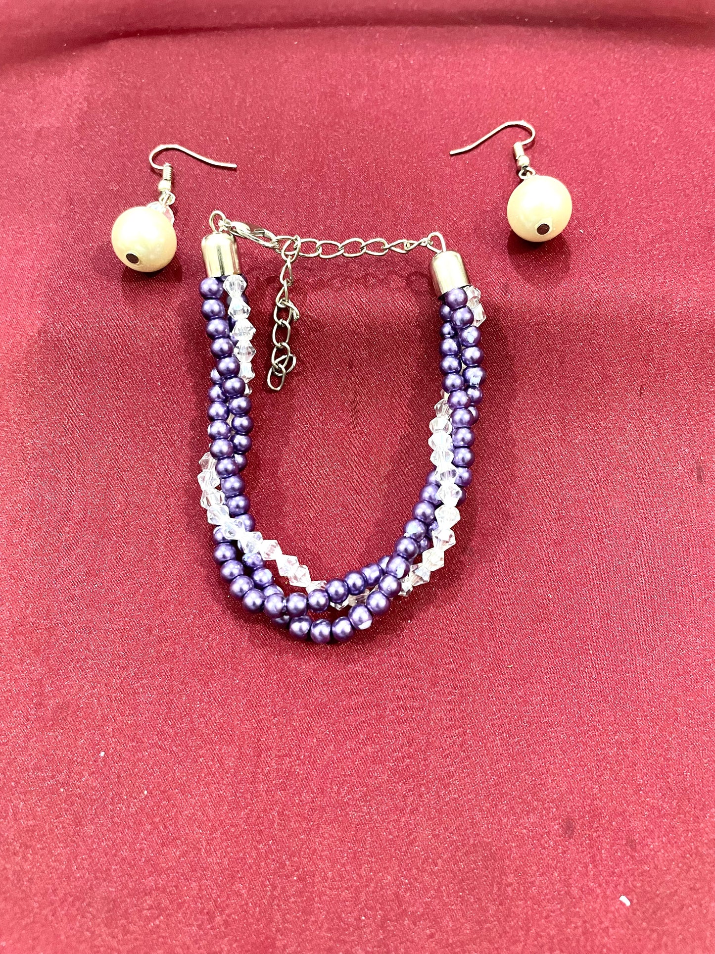 Pearl beads bracelet with earring