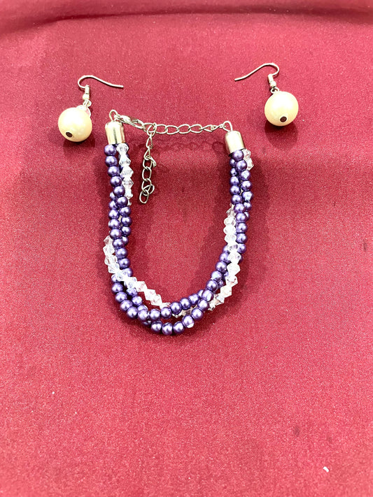 Pearl beads bracelet with earring for all ages