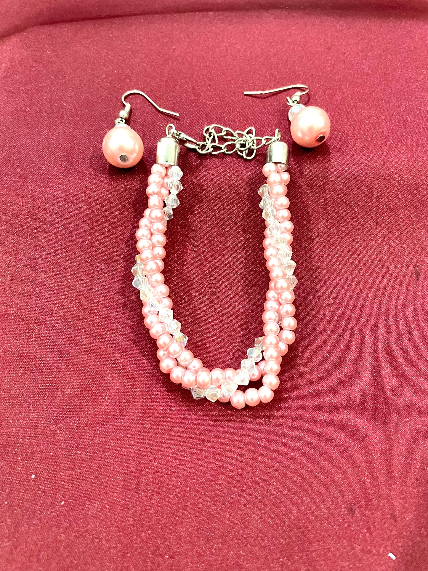 Pearl beads bracelet with earring for all ages