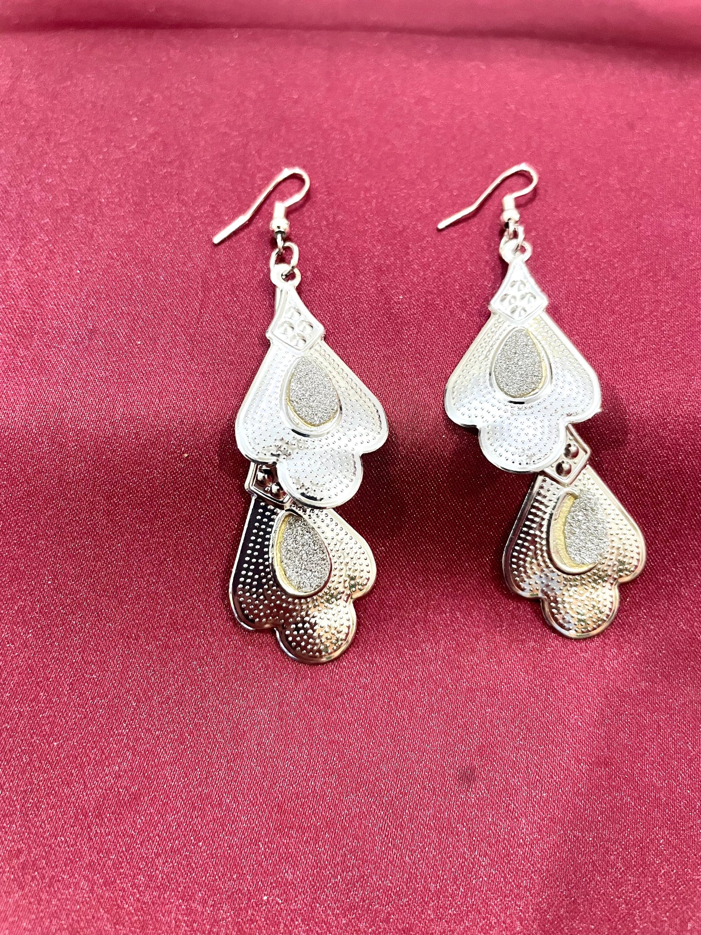 Silver drop plate earring