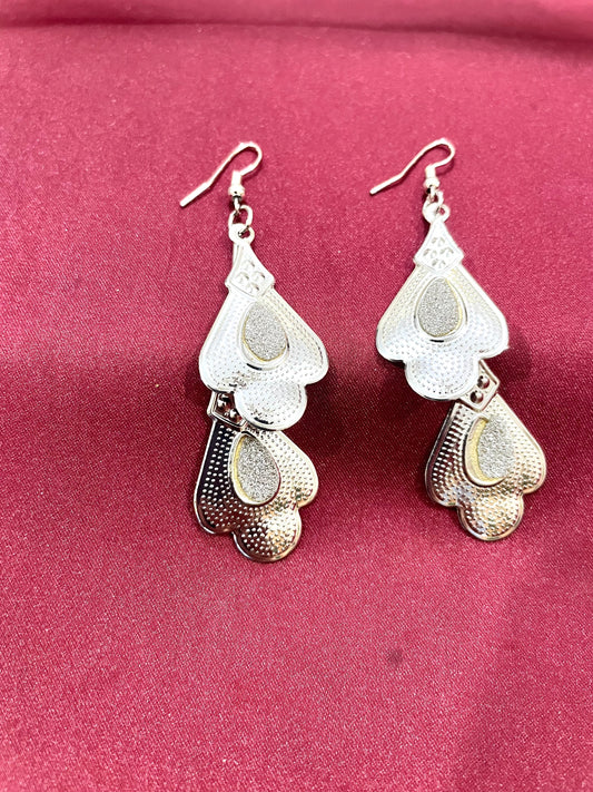 Silver drop plate earring