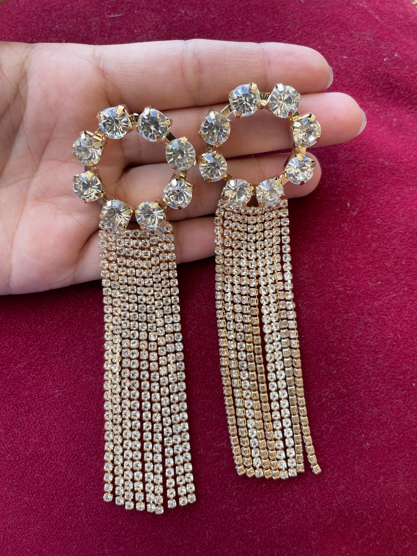 Luxury Gold color long tassel Dangle Earrings