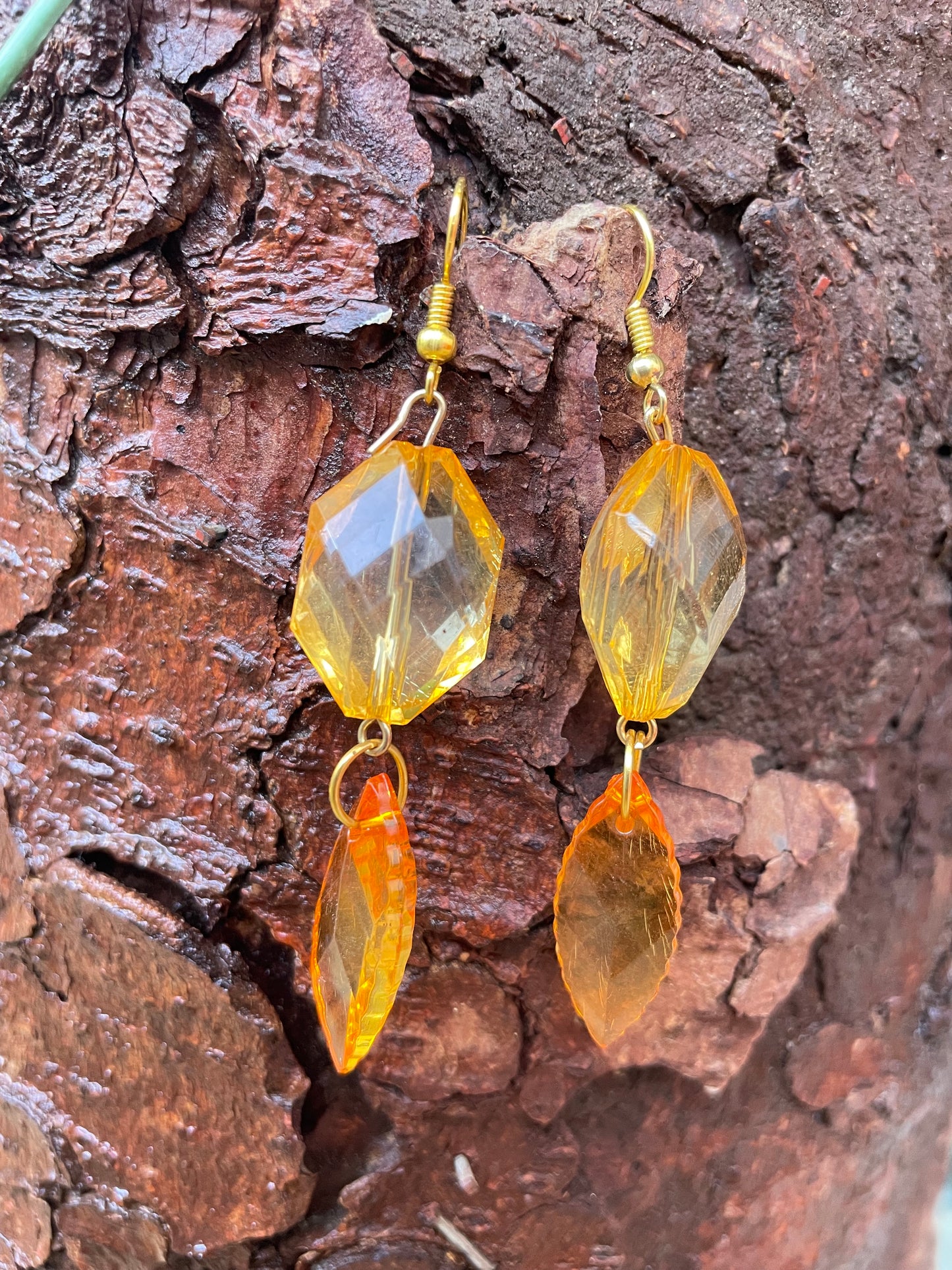 Antique yellow gold citrine glass earrings