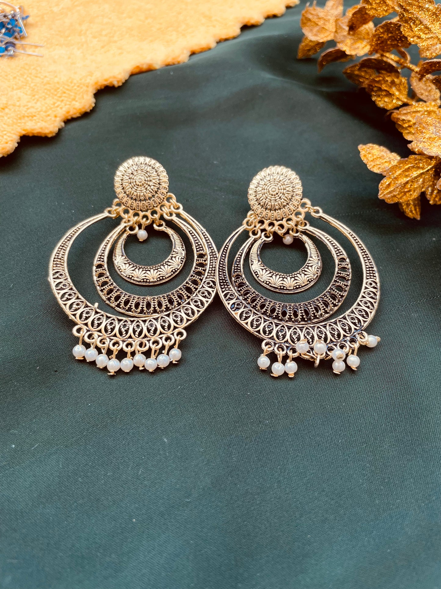 Trending Bell tasal Dark Golden Vintage Jhumkay