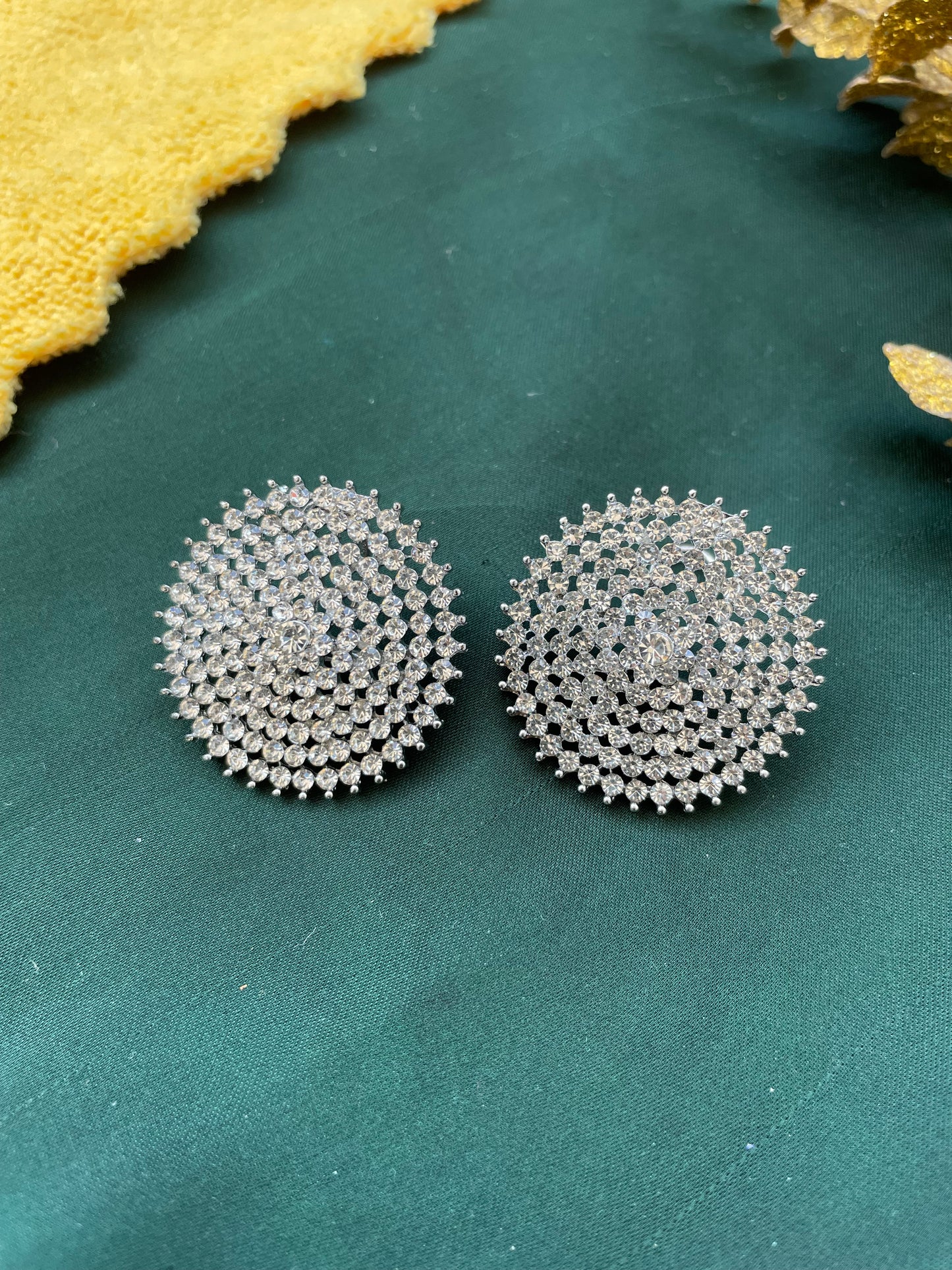 Diamond cluster cocktail earring pair