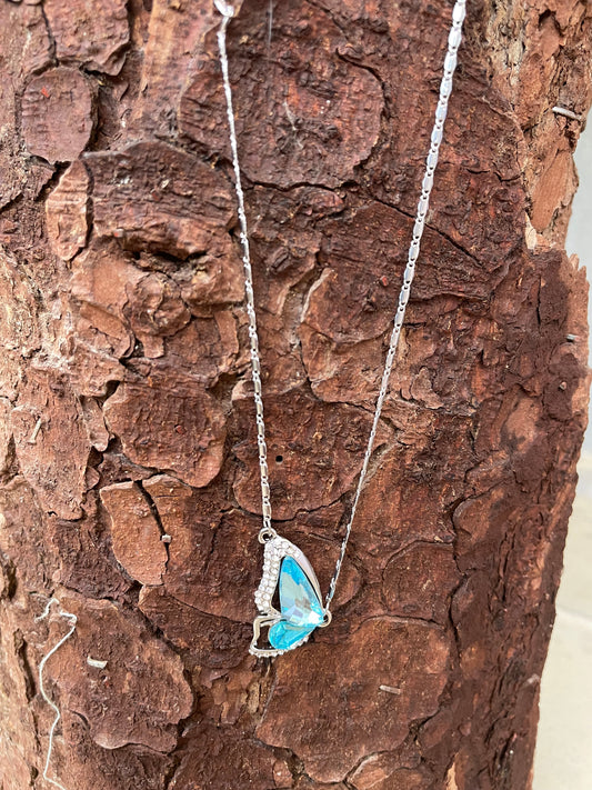 Sky Butterfly Pendant with silver tone chain