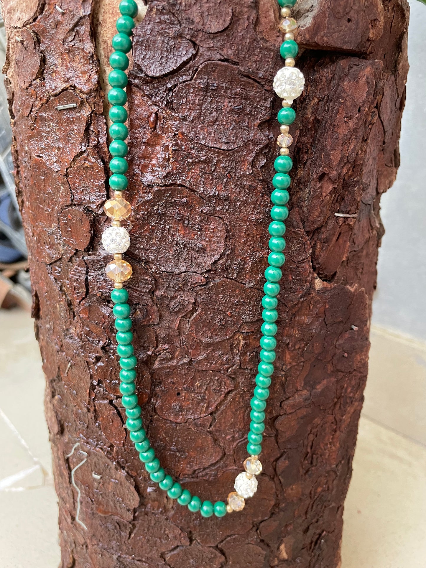 Green Stone Necklace Maala