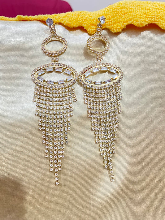 Luxury Golden  long tassel Dangle Earrings