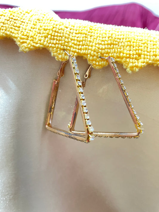 Triangle Golden rhinestone teardrop Earrings