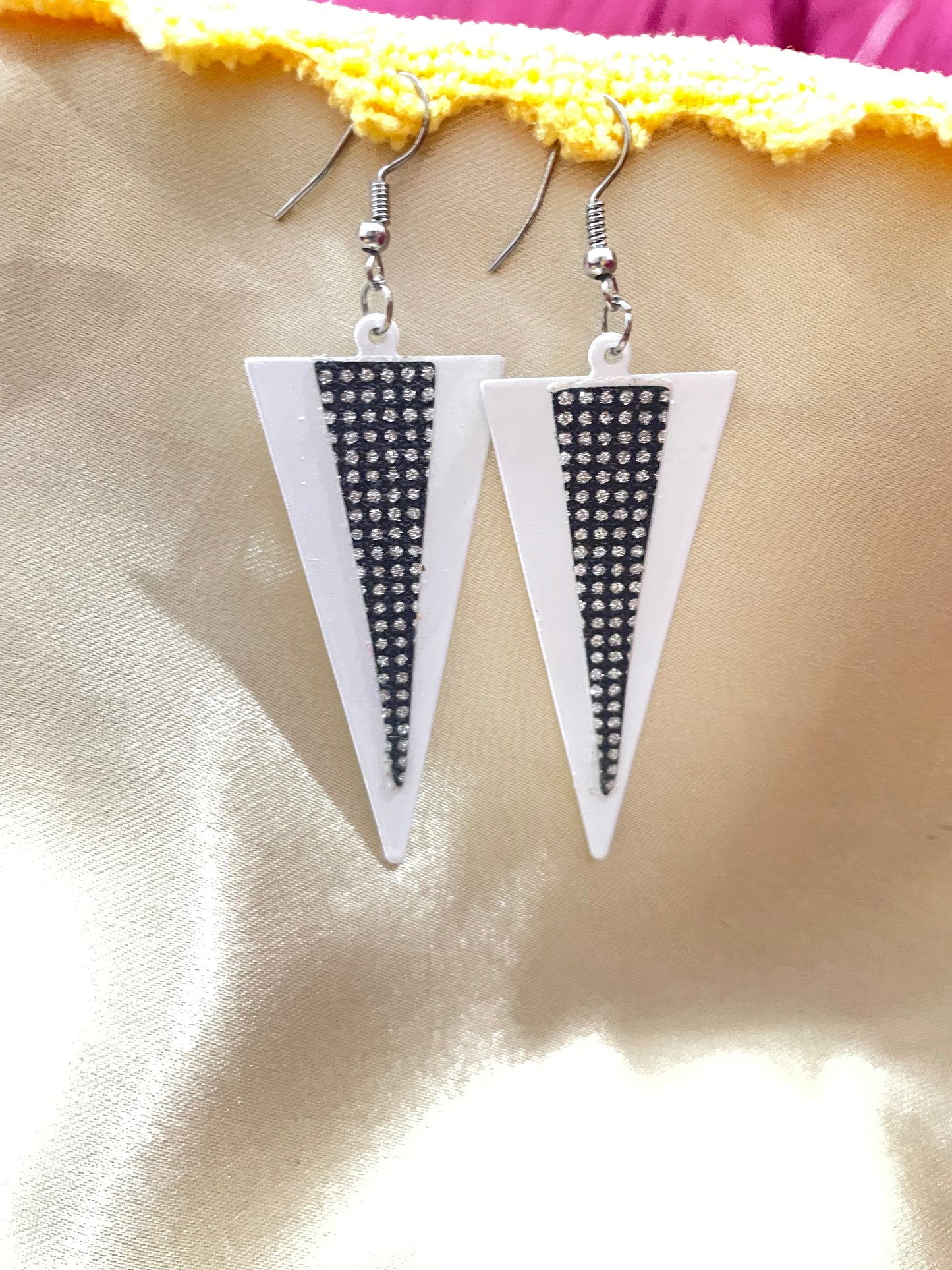 Black and White steel dangle earring