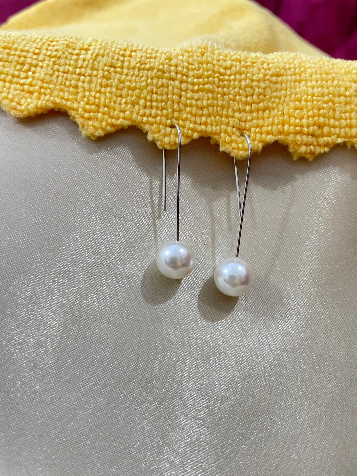 korean style silver lolipop pearl ball drop earring