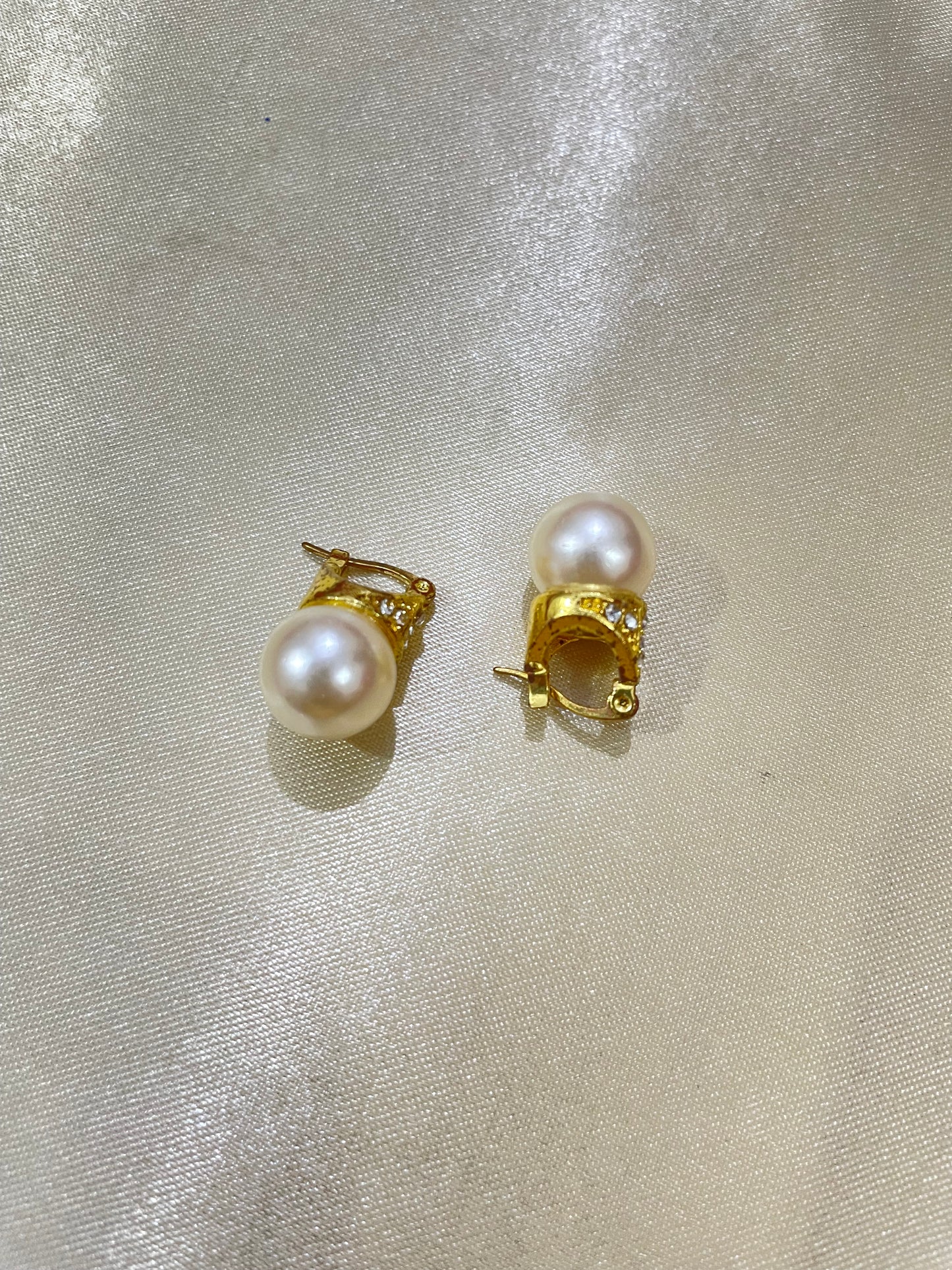 white golden Double sided ear studs